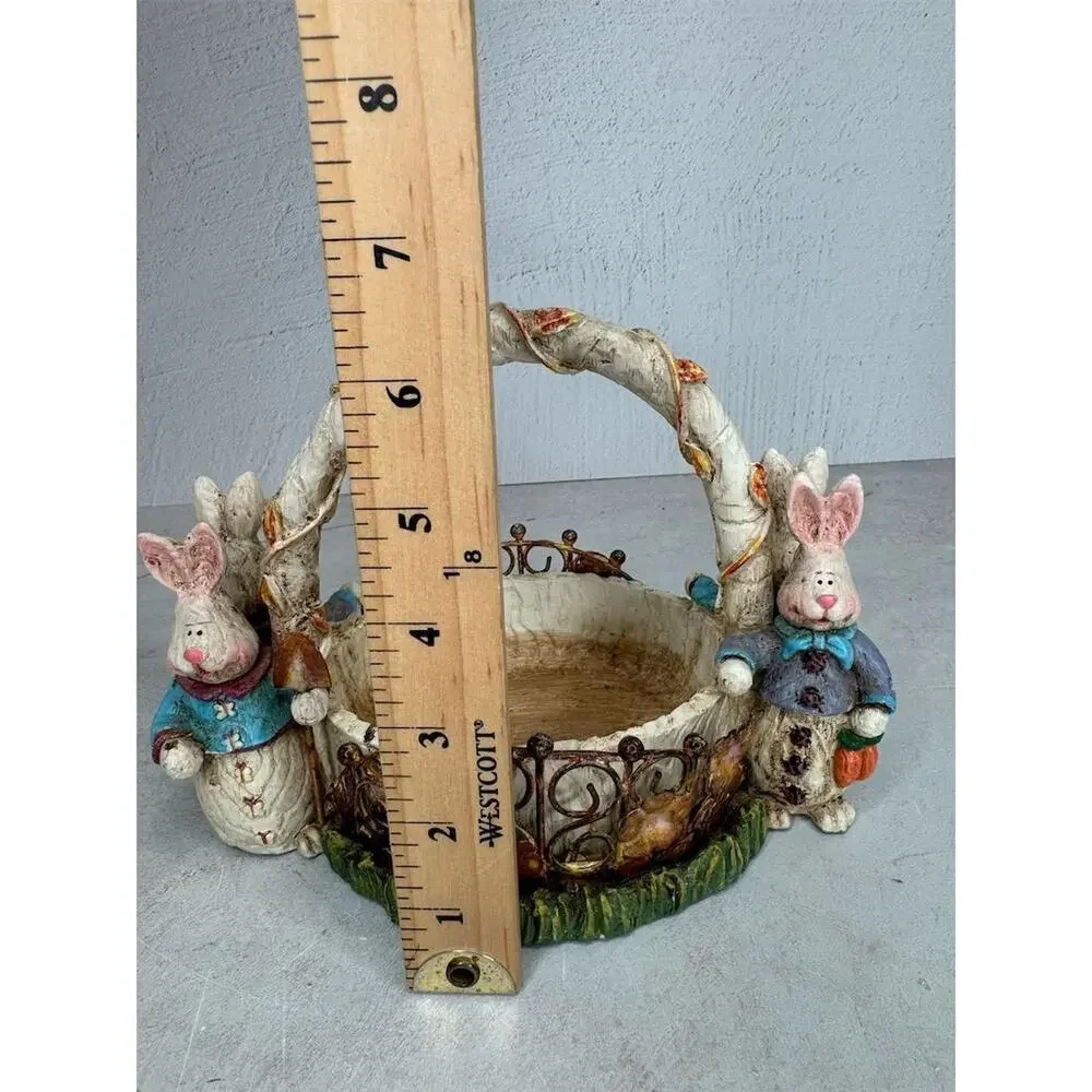 Vintage Easter Bunny‎ Basket Decoration with Handle Multicolor 1980s
